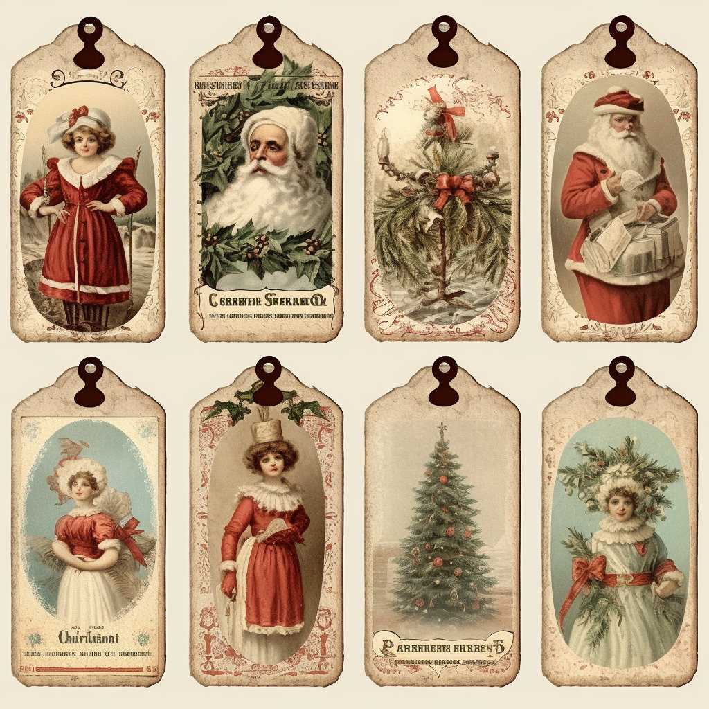Classic Christmas Tags Junk Journal Supply, Holiday Printables, Vintage Ephemera Ornament Crafts DIY Kit, Winter Decorations, December Pages