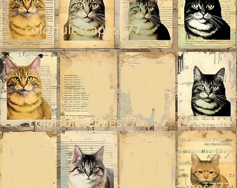 CatWhistical DigitalPaper, ArtJournaling, CollageSheet, Scrapbooking, Descarga instantánea, EtsyShop, CreativeJournaling