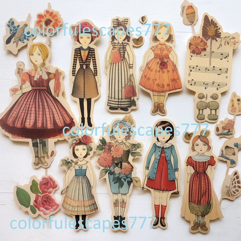 Printable Paper Dolls Kit | Junk Journal Ephemera (digital) - Etsy