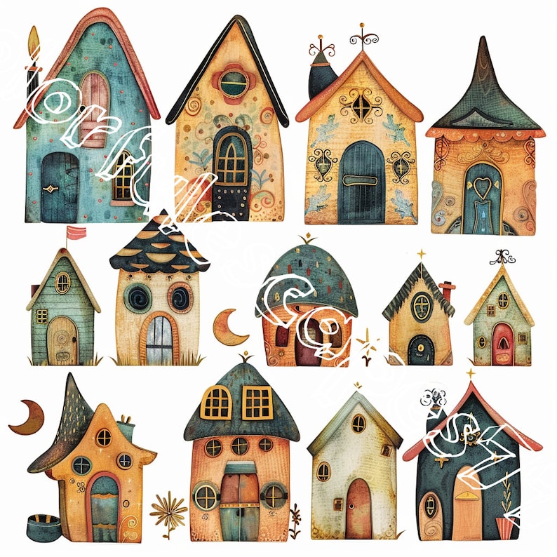 WHIMSICAL HOUSES PNG Clipart Paper Craft Supplies | Junk Journal ...