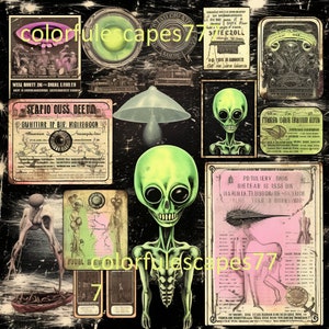 Pages du journal indésirable Alien | Kit de scrapbooking extraterrestre (téléchargement numérique)
