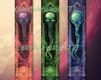 Alien Junk Journal Bookmarks | Printable Scrapbook Kit (Digital Download)