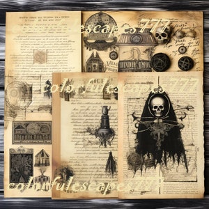 Mystic Witch Junk Journal Kit, Digital Scrapbook Paper, Wicca Printable, Gothic Collage Sheet, Creepy Vintage Ephemera, Witchcraft BOS Pages