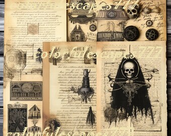 Witch Junk Journal Kit, Gothic Witchcraft Ephemera (Digital)