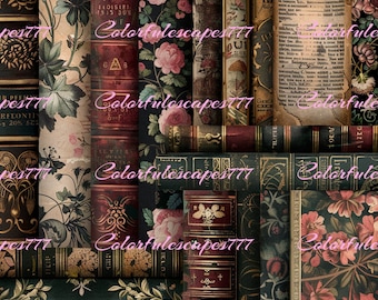 Kit diario Dark Academia Book Junk, effimeri floreali (download digitale)