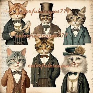 PAPER CATS digital paper puppie doll altered art journal page Digital collage sheet scrapbooking jpg png instant download