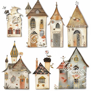 CASE WHIMSICAL PNG Clipart forniture artigianali di carta/elementi del diario spazzatura vintage/eccentrici supporti misti stampabili/uso commerciale/