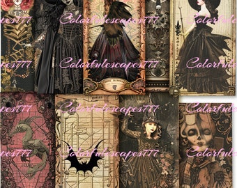 Vampire Junk Journal Kit, Gothic Halloween Ephemera (Digital Download)