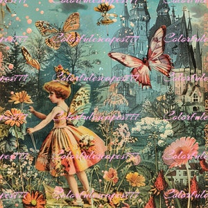Pays des fées magique, pour scrapbooking, téléchargement numérique instantané, papier numérique, coupe délicate | Plus de 30 pièces | Journal numérique indésirable, album de découpures imprimable