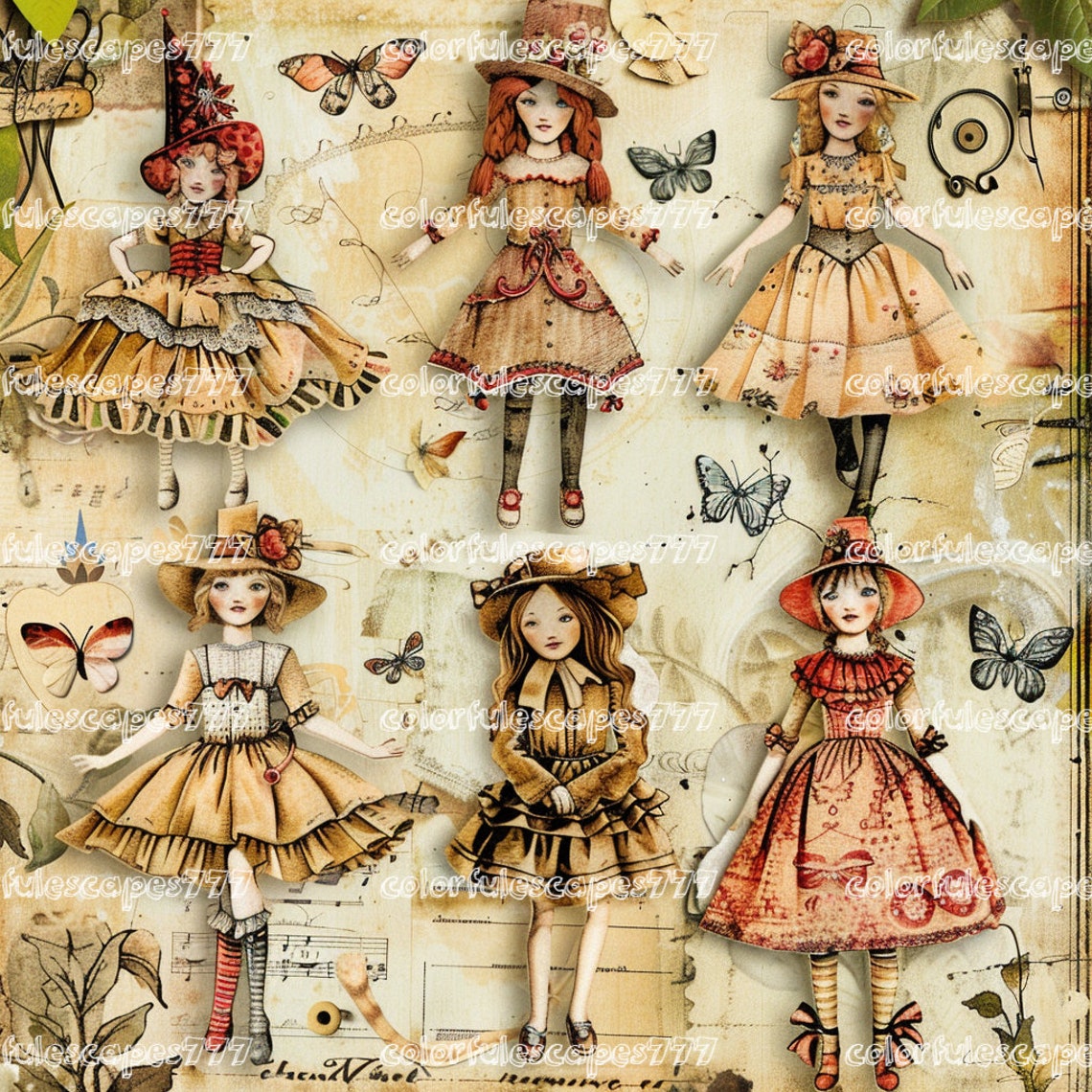 Printable Paper Dolls Kit | Junk Journal Ephemera (digital) - Etsy