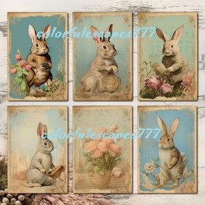 Rabbits & Roses Junk Journal BUNDLE, French Rabbit Junk Journal, Vintage Easter Junk Journal, French Rabbit Ephemera, Easter Bunny Journal