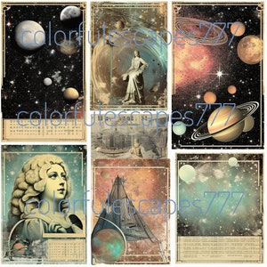 Space exploration digital altered art Digital collage sheet for journal page scrapbooking diary art instant download printable