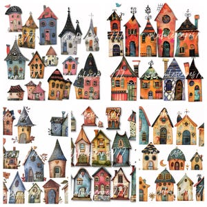 CASE FANTASTICA PNG Clipart forniture per lavoretti di carta / elementi di diario spazzatura vintage / stravaganti tecniche miste stampabili / uso commerciale