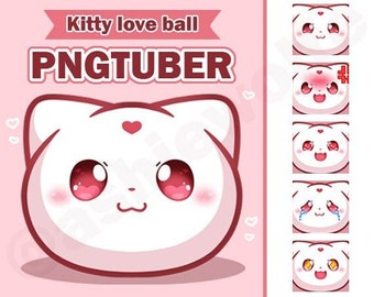 PNGTUBER ~ Kitty houdt van bal 2048x2048px | schattige kat | Twitch | Streamen | YouTube | PNGTUBER-avatar | PNG knol | Reactieve pngtuber-avatar
