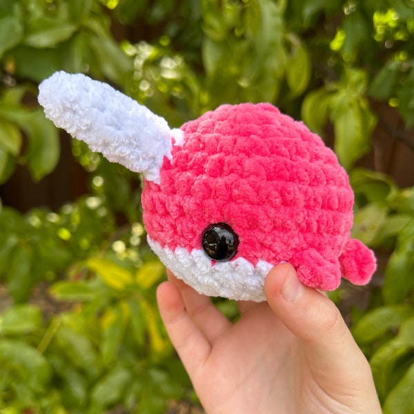 Pink Narwhal Crochet Plushie Small