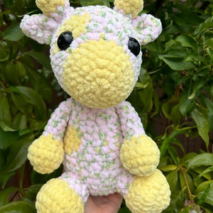 JUMBO Pink Bloom Crochet Giraffe Plushie