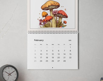 Mushroom Watercolor 2026 Calendar, Vintage Cottage Core Mushroom Calendar, 2026 Mushroom Ghost Calendar Mushroom Lover Calendar 2026 Planner