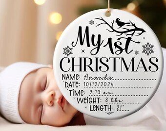 Personalisierter Weihnachtsschmuck für das erste Weihnachtsfest – Name des Babys – Geschenk zur Babyparty – Weihnachtsschmuck für das erste Weihnachtsfest 2026 – Erinnerungsstück für die Familie – Geschenk zur Geburt
