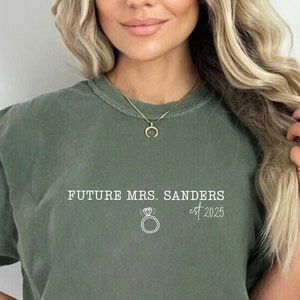 Engagement Gift for Her Future Mrs Personalized Shirt with EST Year, Custom Engaged Era Fiancee Shirt Gift for Future Bride To Be Shirt Gift