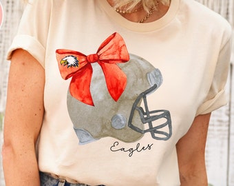 Cute Football Mom Shirt, Custom Mascot Bow Shirt, Coquette Bows School Spirit Tshirt, Cheer Mascot Tee, Football Team Shirt, Football Shirt