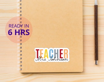 Personalized Teacher Sticker, Teacher Name Sticker Laptop Decal, Custom Teacher Decal, Laptop Sticker, Teacher Gift for Teacher Appreciation