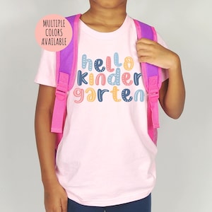Hola camisa de jardín de infantes, camisa de estudiante de jardín de infantes, camisa del primer día de clases, camisa de regreso a la escuela, camisas de jardín de infantes, camisa de estudiantes