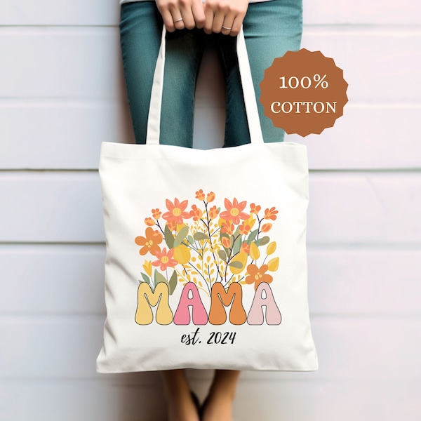 Bolso con nombre personalizado, Regalo del Día de las Madres, Bolso para Mama, Bolso Mama personalizado, Bolsa reutilizable personalizada