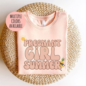 Pregnant Girl Summer Shirt, Comfort Colors Mom to Be Shirt, Baby Announcement, Pregnancy Reveal, Baby Shower Gift, Funny Gift, Gender Reveal