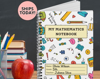 My Mathematics Notebook, Personalized Math Notebook Custom School Staff Gift for Math Students, Math Kids Gift Math Teacher Notepad for kids