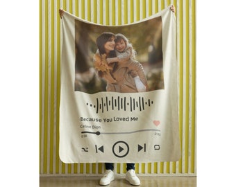 Personalized Music Blanket, Blanket with Custom Photo & Song Choice, Gift for Mom and for Dad, Gift Blanket, Mother&#39;s Day Gift, Custom Gift