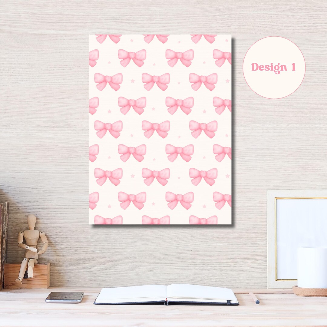 Coquette Room Decor Pink Bow Painting Coquette Bow Artwork Neutral ...