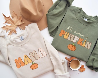 Mama and Mamas Pumpkin Fall Sweatshirts, Mommy and Me Sweaters, Mom Baby Outfit, Matching Outfits, Kids Fall Shirt, Fall Gifts, Thanksgiving