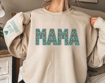 Floral Mama Sweatshirt, Custom Mama Shirt, Floral Mama Christmas Gift, New Mom Gift, Mother's Day Gift, Birthday Gift for Mom, Mama Pullover
