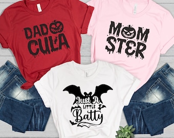 Camisas de pareja de Halloween, camisas familiares de Halloween a juego, camisa de mamá papá bebé niño pequeño, camisa de fiesta de Halloween para niños, disfraces de Halloween Momster