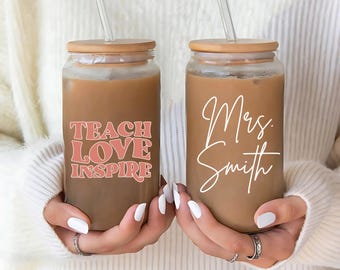 Personalized Teacher Tumbler, Custom Teacher Iced Coffee Cup, Teacher Appreciation Gift, Thank You Teacher Gift, Christmas Gifts for Teacher