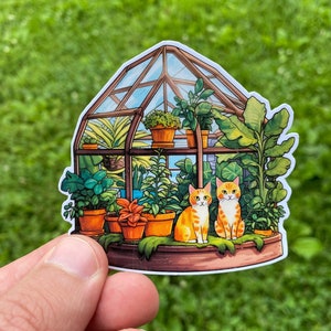 Greenhouse Cat Sticker, Greenhouse Sticker, Cat Sticker, Hydroflask Sticker, Waterproof Sticker, Accessory Sticker, Plant Sticker