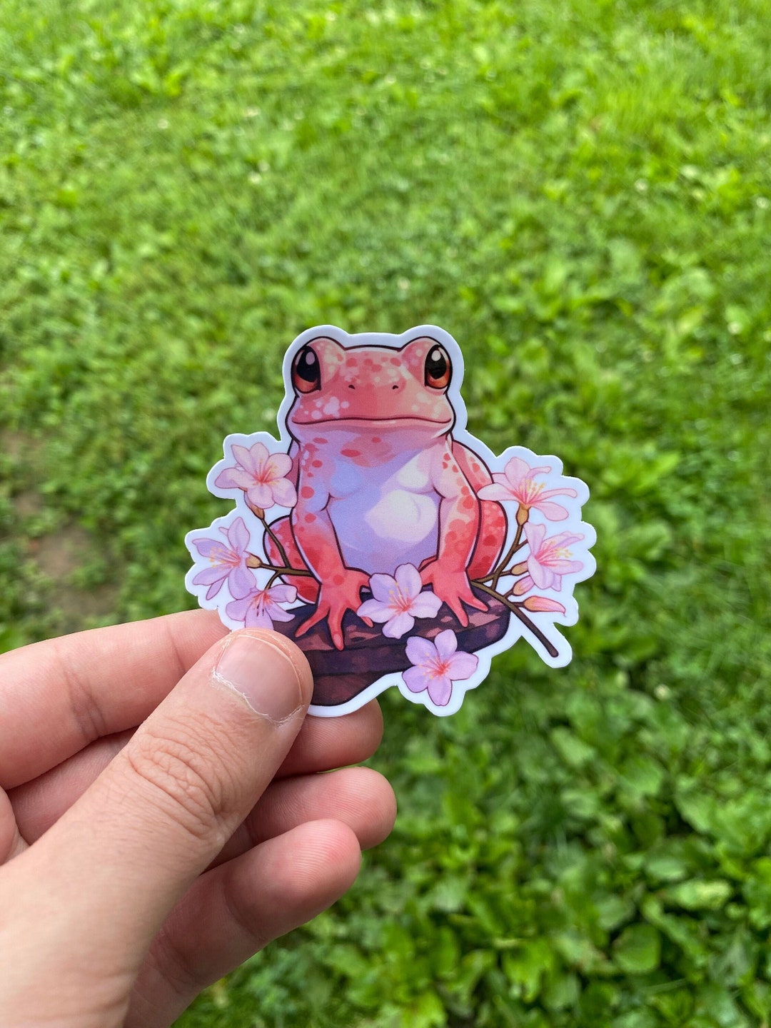 Cherry Blossom Frog Sticker, Waterproof Vinyl Decal - Etsy