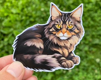 mainecoon cat sticker for women, Cute cat gifts for cat lovers, mainecoon stickers for water bottle, crazy cat lady gifts, Cat breed sticker