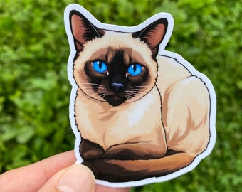 Siamese Cat Sticker, Vinyl Sticker, Journaling, Scrapbooking, Hydroflask, Hydroflask Sticker, Cat, Cute Cat Sticker, Siamese Sticker