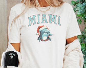 Miami Dolphin Christmas Shirt, Miami Dolphin Shirt, Miami Dolphin Gift, Vintage Miami Dolphin, Game Day Shirt, Christmas Gift