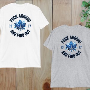 two t - shirts with a maple leaf on the front and back