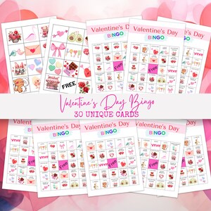 Valentine&#39;s Day Bingo, 30 Valentine&#39;s Day Bingo Cards, Valentine&#39;s Day Activity, Kids Valentine&#39;s Party Game, Valentine&#39;s Classroom Activity