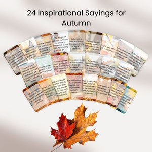 Tarjetas inspiradoras de citas de otoño, tarjetas de otoño, citas de hojas de otoño, imprimibles, descarga instantánea, tarjetas imprimibles 4x5 con refranes de otoño