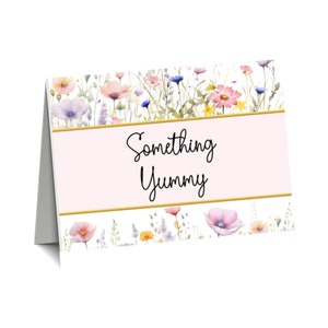 Soft and Feminine Food Table Card - Wildflower Food Card Template - Canva Editable Buffet Card - Matching Wildflower floral Theme.