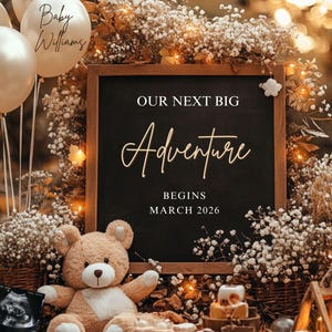 Adventure Pregnancy Announcement: Camping Baby Reveal, Editable Template (Digital Download)