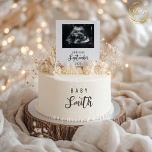EDITABLE Boho Heart Cake Pregnancy Announcement | Gender Neutral Pregnancy Announcement | Digital Baby Announcement | Floral Announcement