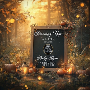 Magical Halloween Goth Baby Pregnancy Announcement, New Little Boo, Halloween Girl Social Media Reveal, Digital Editable Template
