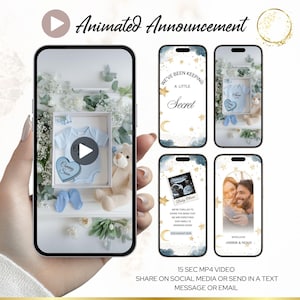 Animated Pregnancy Announcement Video - Its a boy, Baby Reveal Video - Canva Template and Instant Download, Animated