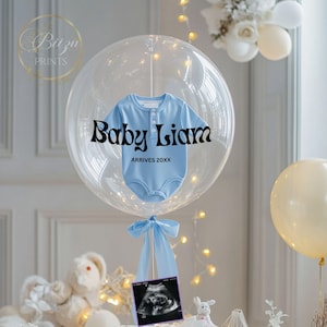 Bearbeitbares Ballon Geschenk Baby Boy Schwangerschaftsankündigung - Social Media Schwangerschaftsmitteilung - Digitale Babyankündigung