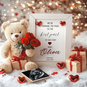 Valentines Day Pregnancy Announcement, Baby Announcement, February Baby Reveal, Editable Template Instant, Pregnancy Announcement Gift,